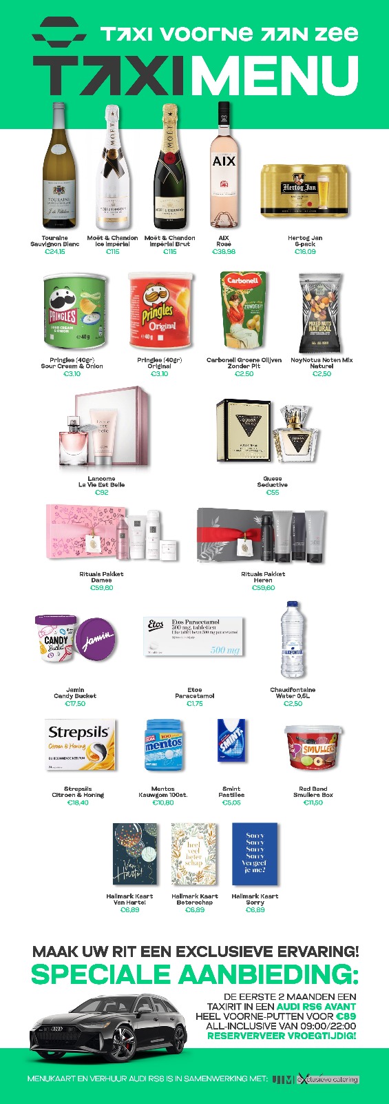 Taxi Voorne aan Zee Menukaart